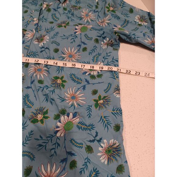 Beautiful LAND'S END Floral Women's button up long sleeve Blue Size 16 - Picture 4 of 4